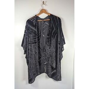 Black Velvet Burnout Sheer Kimono One Size Whimsigoth Open Front Duster‎ Witchy